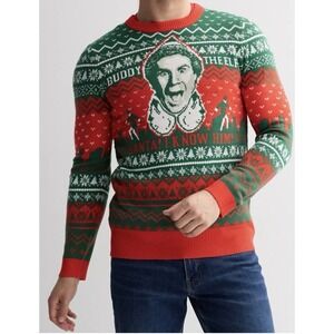 Buddy The Elf Ugly Christmas Sweater Graphic Intarsia Size Large L New Funny